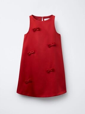 NWOT Zara Kids Girls SATIN DRESS WITH BOWS Size 11 - 12